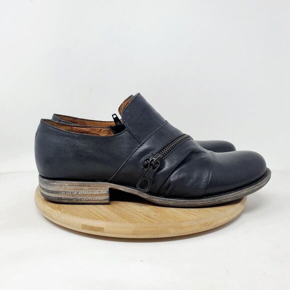 Miz Mooz Lyric Bootie Womens 38‎ Black Leather Zip Biker Moto Shootie Boho Shoes - Picture 7 of 12